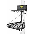 Hawk Cruzr Bone Collector Hang-On 1-Piece Big Game/Shooting/Hunting Steel Tree Stand with 24"x30" XL Rock-Solid Platform Black