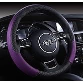 Follicomfy Automotive Steering Wheel Cover Leather Anti Slip Wrap 15",Purple