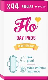 FLO Bamboo Day Period Pads – Super Absorbent, Winged, Ultra Thin 44 Pack
