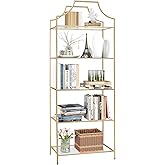 GIFTTROVE 5 Tier Bookshelf, Metal Book Shelf for Storage, Tall Storage Display Bookcase, Modern Open Book Case for Bedroom, Living Room, Glass Office Organization Shelf, 66.3" X 26" X 13"
