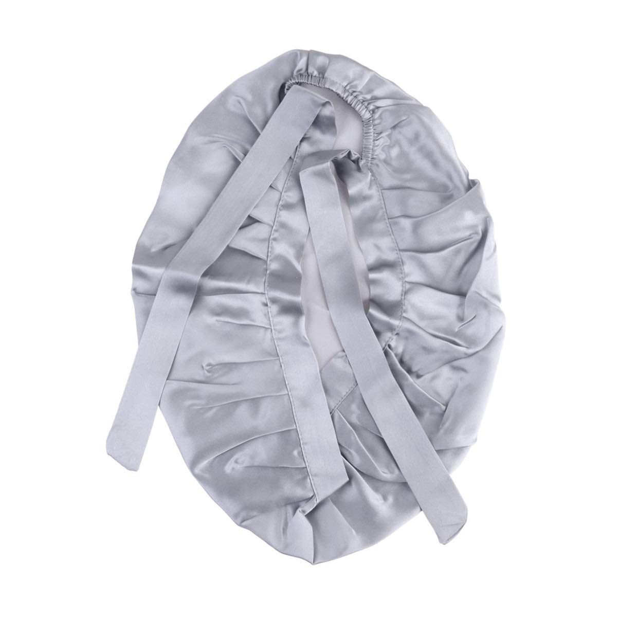 Beaupretty Adjustable Silk for Women Comfortable Hair Bonnet for Sleeping and Makeup Perfect Hair Protection Hat in Grey