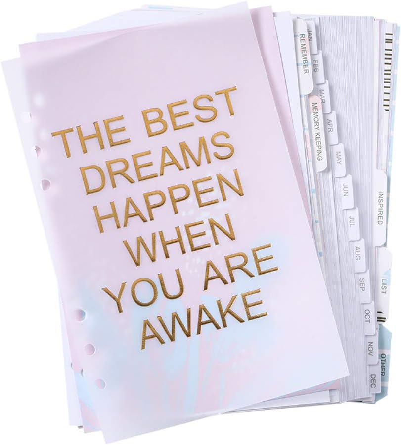 ZJWHH Planner Refill for Filofax Dokibook Notebook 6 Hole Loose Leaf Inner Diary Monthly Weekly Planner Schedule Book Inner Paper Set