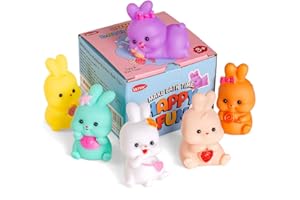 VKTEN 6 Pcs Bunny Bath Toys - Easter Basket Stuffers for Kids, Rubber Bunny Toys for Toddlers, Easter Gifts for Boys & Girls, Bath Time Fun Easter Toys