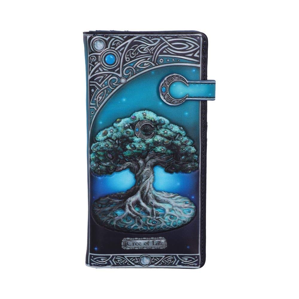 Nemesis Now B5174R0 Tree of Life Pagan Moon Embossed Polyurethane Purse, Spacious, Green, 18.5cm