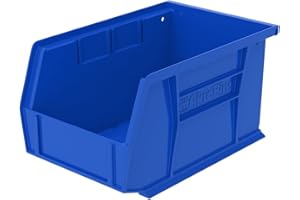 Akro-Mils 30237 AkroBins Plastic Storage Bins, Space-Saving Stackable Bins for Garage, Pantry, Craft Organization, 9-" x 6-" x 5-", Blue, 12-Pack