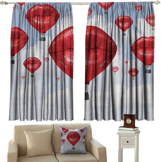Anyangeight Rideau Occultant Isolant Thermique Fantaisie Decoration Sexy Femme Levres Ballons Chauds Dans Le Ciel Surreal Amusant Romantique Rouge Bebe Bleu Pour Chambre Rideau Salon 63 X72 Inch W160cmxl183cm Amazon Ca Maison Et Cuisine