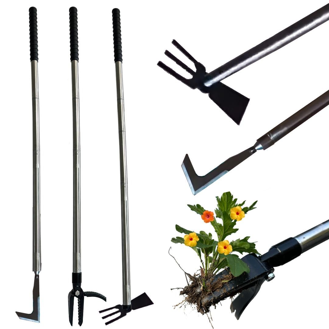 Photo 1 of Zimchado 3-in-1 Stand Up Weeder Tool with Long Handle – Includes Edger Blade, Weeding Hoe & Root Remover – Manual Weed Puller for Lawn, Garden, Driveway & Sidewalk – Ergonomic & Detachable