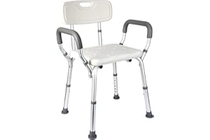 HOMFAN Shower Chair Seat with Padded Armrests for Bathtub Slip Resistant Shower Seat Adjustable Height Shower Chair 350 lb Capacity