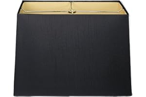 Royal Designs, Inc. HB-613-12BLK Rectangle Hardback Lamp Shade, (5 x 10) x (8 x 12) x 9.5, Black with Gold