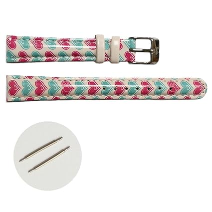 Alexis 14mm Pink Print Blue Pattern Faux Leather Girls Watch Band Straps 1015E