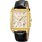 SKMEI Square Watch for Men Business Stainless Dress Fashion Chronograph Waterproof Luxury Analog Simple Fathers Dad Gifts Gold Black Wrist Watches