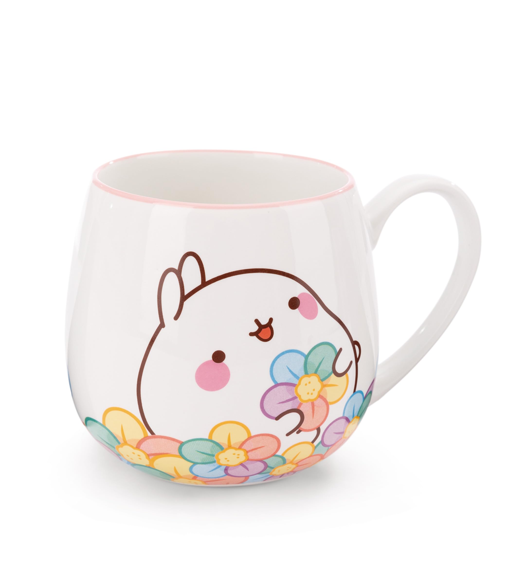 NICI Mug MOLANG with rainbow flower 400ml porcelain 8x9 cm with banderole white - Tea Cup Coffee Cup Porcelain Mug Cup Mug with handle for cold and hot drinks, coffee, tea, milk, cocoa