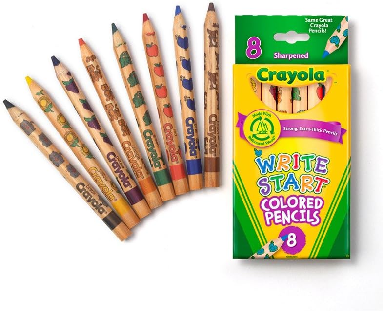 Crayola Write Start Colored Pencils, Classic Colors, 8 Count, Assorted (CYO684108): Toys & Games