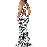 EDITCOZY Women Sexy Bodycon Maxi Dress Tie Dye Beach Summer Dresses Halter Backless Vacation Long Sundress