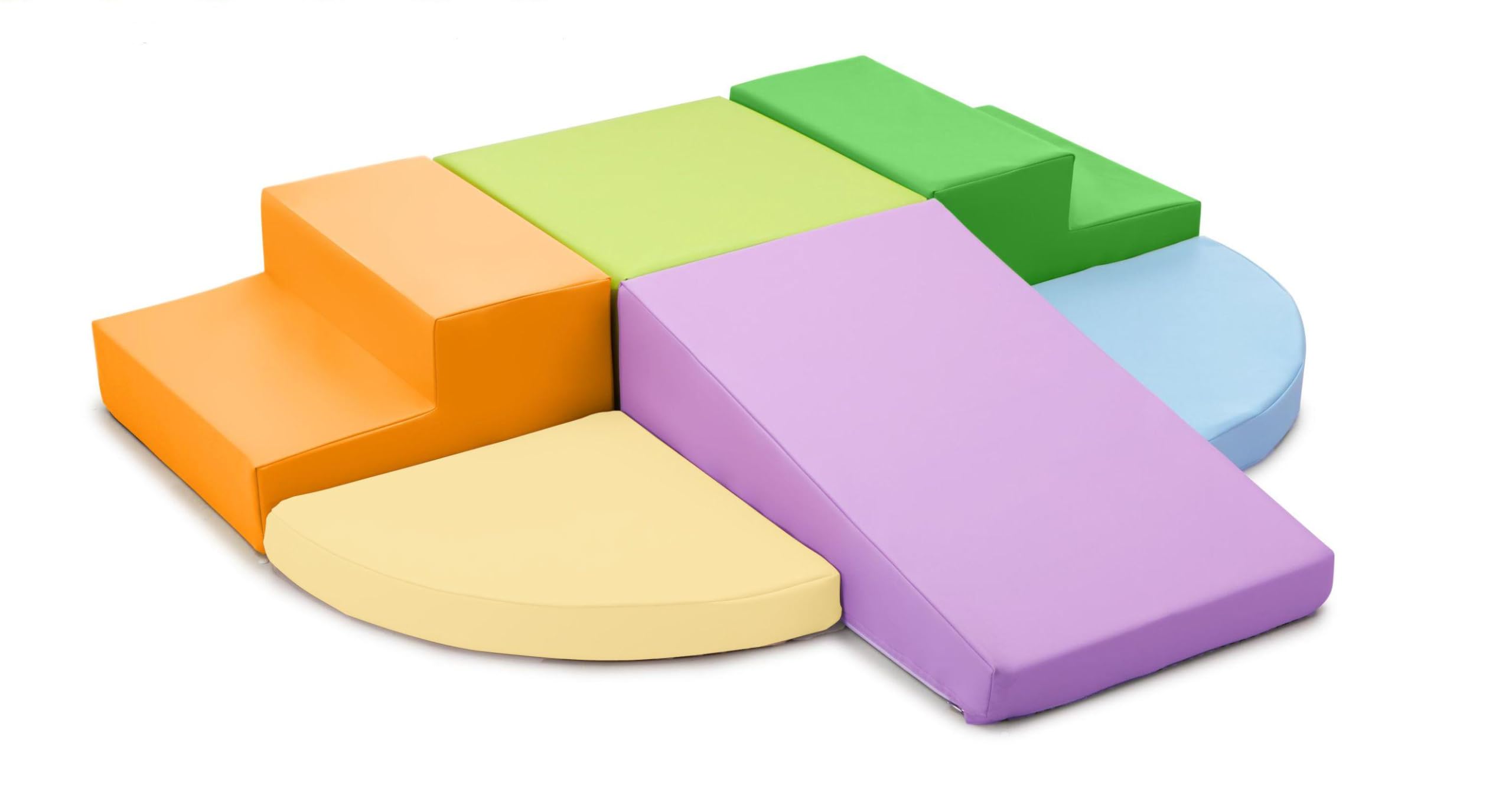 Wilwolfer Kids Soft Play Set Indoor: 6 PCS PU Leather Baby Soft Play Equipments Motor Skill Development - Toddlers Foam Blocks for Climbing and Crawling Double Ladder Set(Grassy Green) — image 1