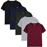 5 Pack Mens Active T-Shirts Crew Neck Athletic Short Sleeve Tops Moisture Wicking Running Tee Tops
