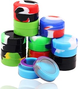 WFB Non-Stick Food Grade Silicone Wax Containers 5ml Non Stick Wax Oil Mini Round Multi Use Storage Jars,10Pcs Different Color (5ml, 10pcs)