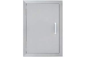 CO-Z Upgraded Outdoor Kitchen Doors, 14" W x 20" H 304 Stainless Steel Single Access BBQ Door for Outdoor Kitchen, Grilling Station, Outside Cabinet, Barbeque Grill, Built-in SS BBQ Island Door