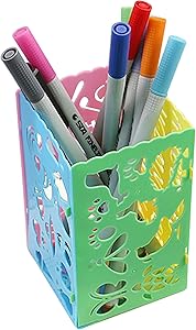 10 Pack Hollow Pen Holder, PET material Pen Pencil Holder Cup, Pen Ruler Desk Sorter, Makeup Cosmetic Brushes Container, Image Ruler, DIY Drawing Tool, Journal Stencils (10)