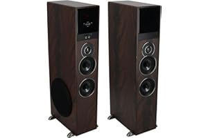 Rockville TM80D Powered Home Theater Tower Speaker System, Dark Wood, 800W, 8" Subwoofers, Bluetooth, USB/SD Playback, FM Radio, Remote Control, Karaoke Ready, Perfect for Home Entertainment