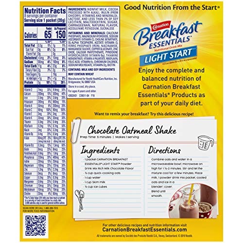 Carnation Breakfast Essentials Light Start Powder Drink Mix, Rich Milk