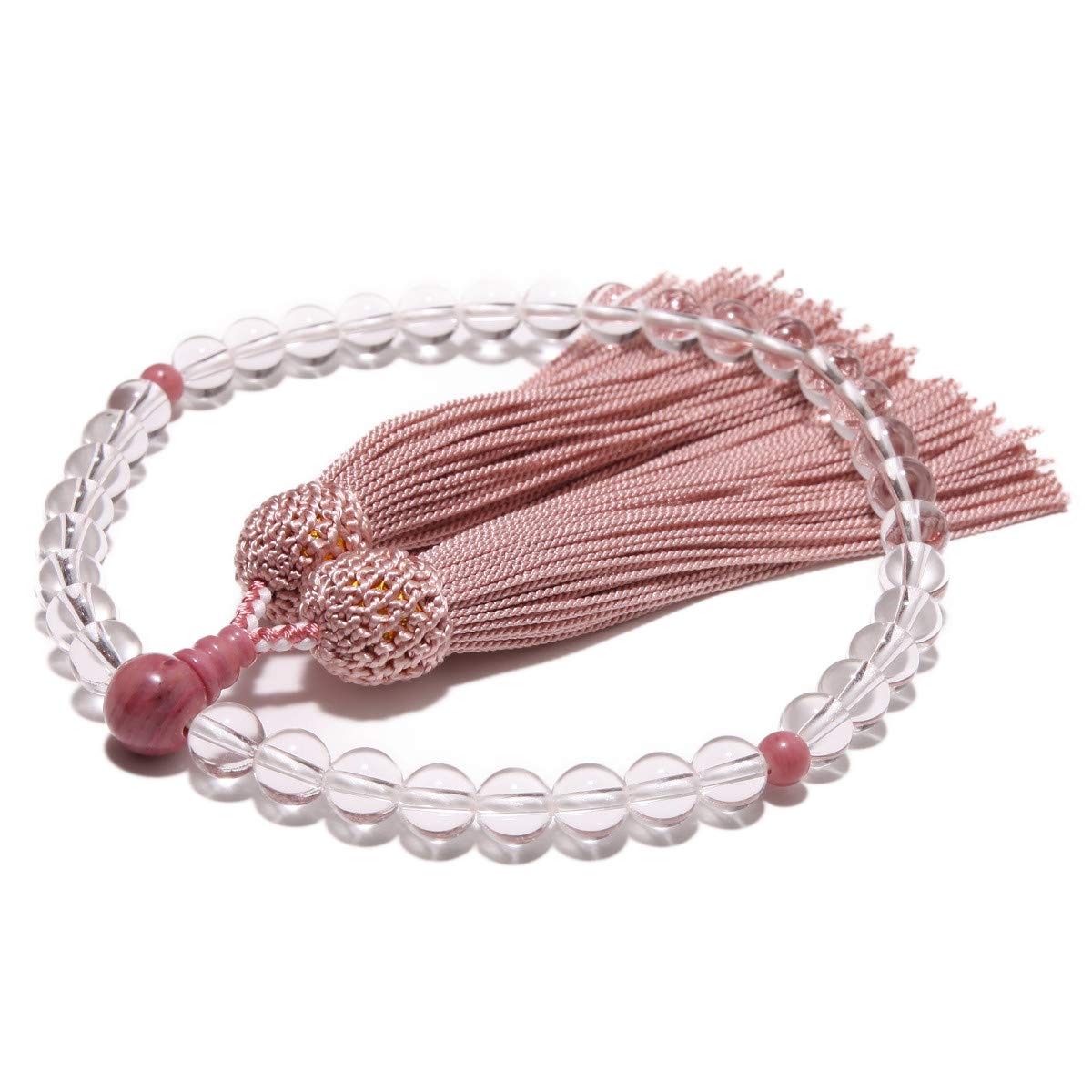 念珠堂 【 日本製 数珠 】 女性用 本水晶 紅簾石 (こうれんせき)入 【 数珠袋 付き】手作り 念珠 すべての宗派でお使い頂ける 国産 念誦 【創業80余年 老舗数珠メーカー】商品画像