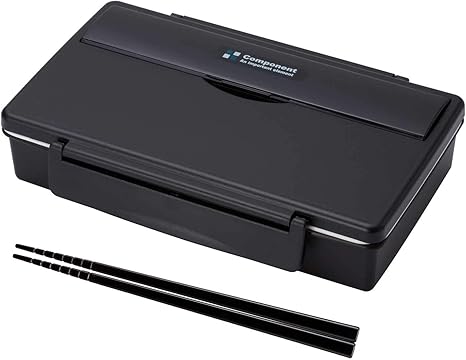 Amazon Co Jp ナカノ 弁当箱 1段 メンズ 仕切付き 18cm箸付き ブラック 容量850ml コンポーネント 電子レンジ可 男性用 Mm 370 ホーム キッチン