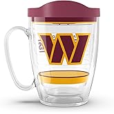 Tervis Made in USA Double Walled NFL Washington Commanders Tradition Insulated Tumbler Cup Keeps Drinks Cold & Hot, 16oz Mug, Classic