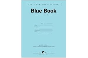ROARING SPRING Recycled Exam Blue Books, 50 School Examination Booklets, 11" x 8.5", 8 Sheets/16 Pages, Wide-Ruled with Margin Student Testbook, Made in USA