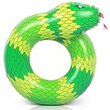 Coogam 40'' 3D Snake Swim Ring Inflatable Pool Float Color Rubber Open-loop Animal Inner Tube Water Donut Rafts Foam Innertube Toy for Adults Kids Summer Outdoor Beach Party Playing Decoration (Green)