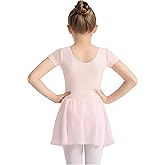 TinyChoice Ballet Leotards for Girls Ballet Dress for Toddler Dance Leotard Outfit with Short Sleeve and Skirt, 2T-11Y