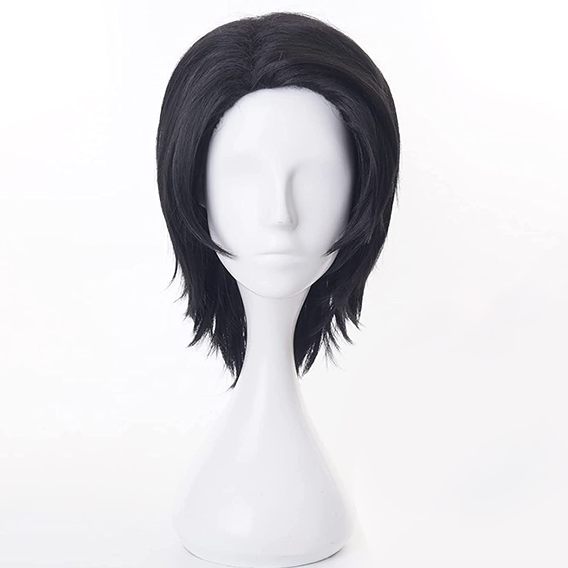 Black Short Straight Heat Resistant Synthetic Hair for Men Women Halloween Anime Cos Party Replacement Wigs — image 1