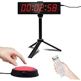 Ousmile Large Stopwatch with Start/Stop Button, LED Digital Timer with Remote, Countdown Clock with Buzzer, Gym Clock for Home Gym, Interval Timer for Workout, Plug in (with Stand)