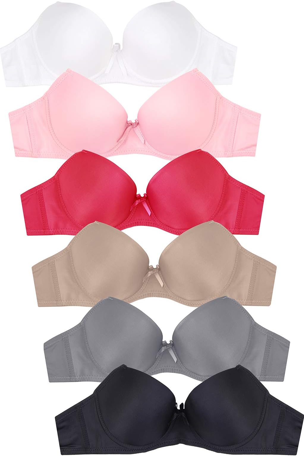 Women's Premium Cotton Demi Cup Bra (6 Pack)