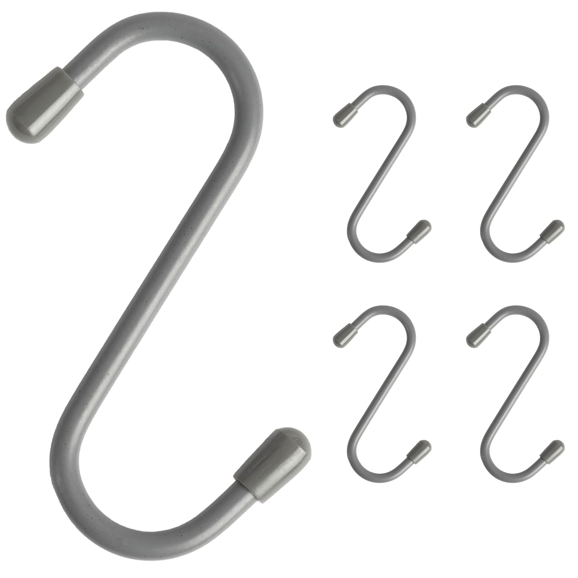 LIVIVO 5pc Hanging Storage S Hooks for Rail Holder Shelf Dish Drain Tray Plates Bowl Tumbler Glasses Utensil Cutlery Knives Pots Paper Towel Coats Jackets Clothes (5pc S Hooks, Grey)