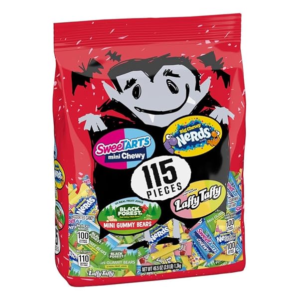 SWEETARTS ASSORTED TRICK OR TREAT CANDY, DRACULA DELIGHT MIX, 115CT BAG