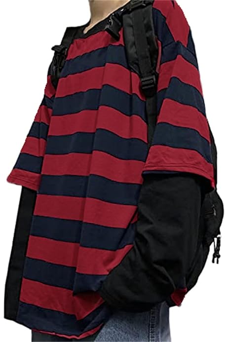 Unisex Oversized Stripe Long Sleeve T Shirts Gothic Harajuku Loose 