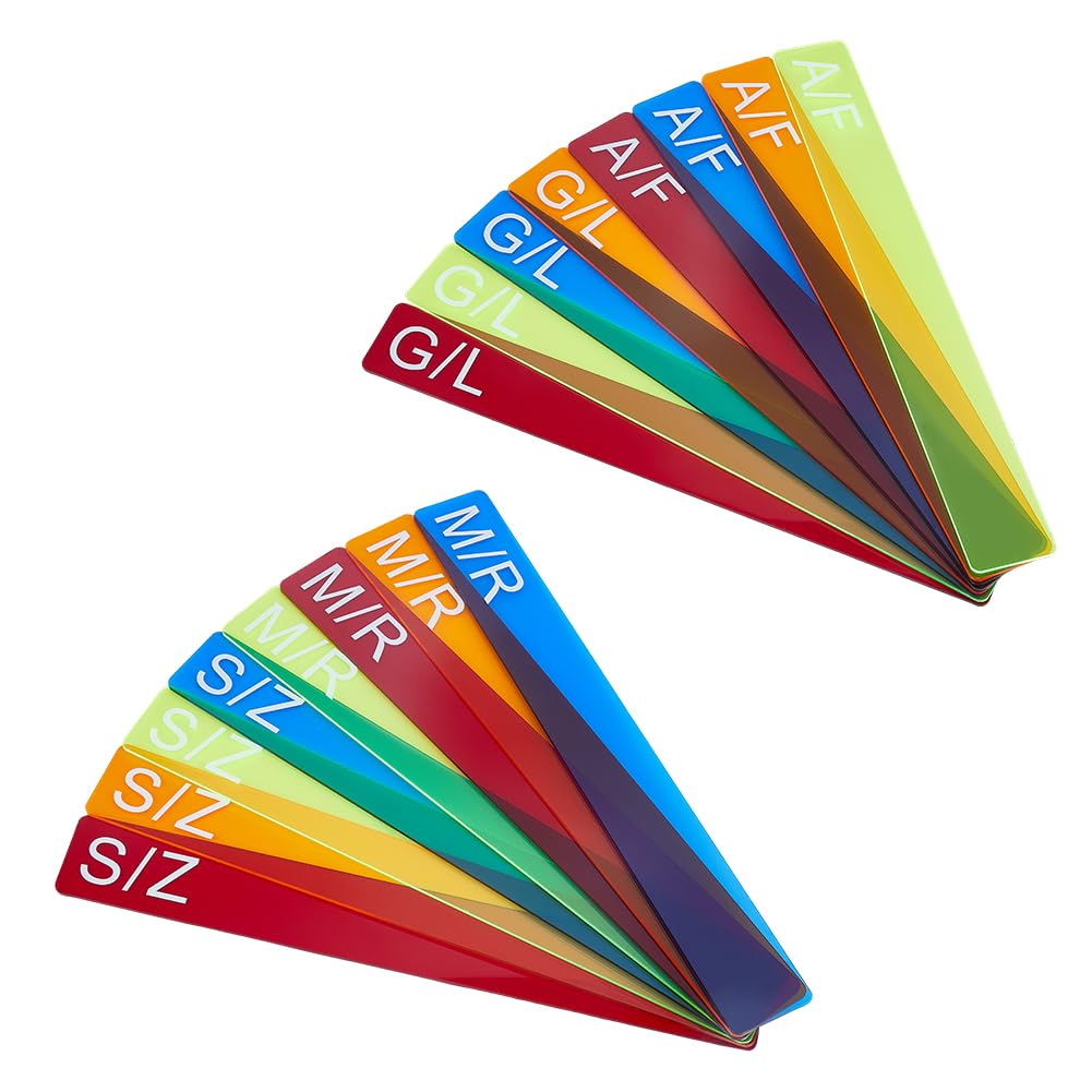 SUPERFINDINGS 16Pcs 16 Styles Acrylic Vinyl Record Dividers Fluorescent Records Organizer Tabs Record Alphabet Separator for Vinyl Records Album CD DVD Book Organize