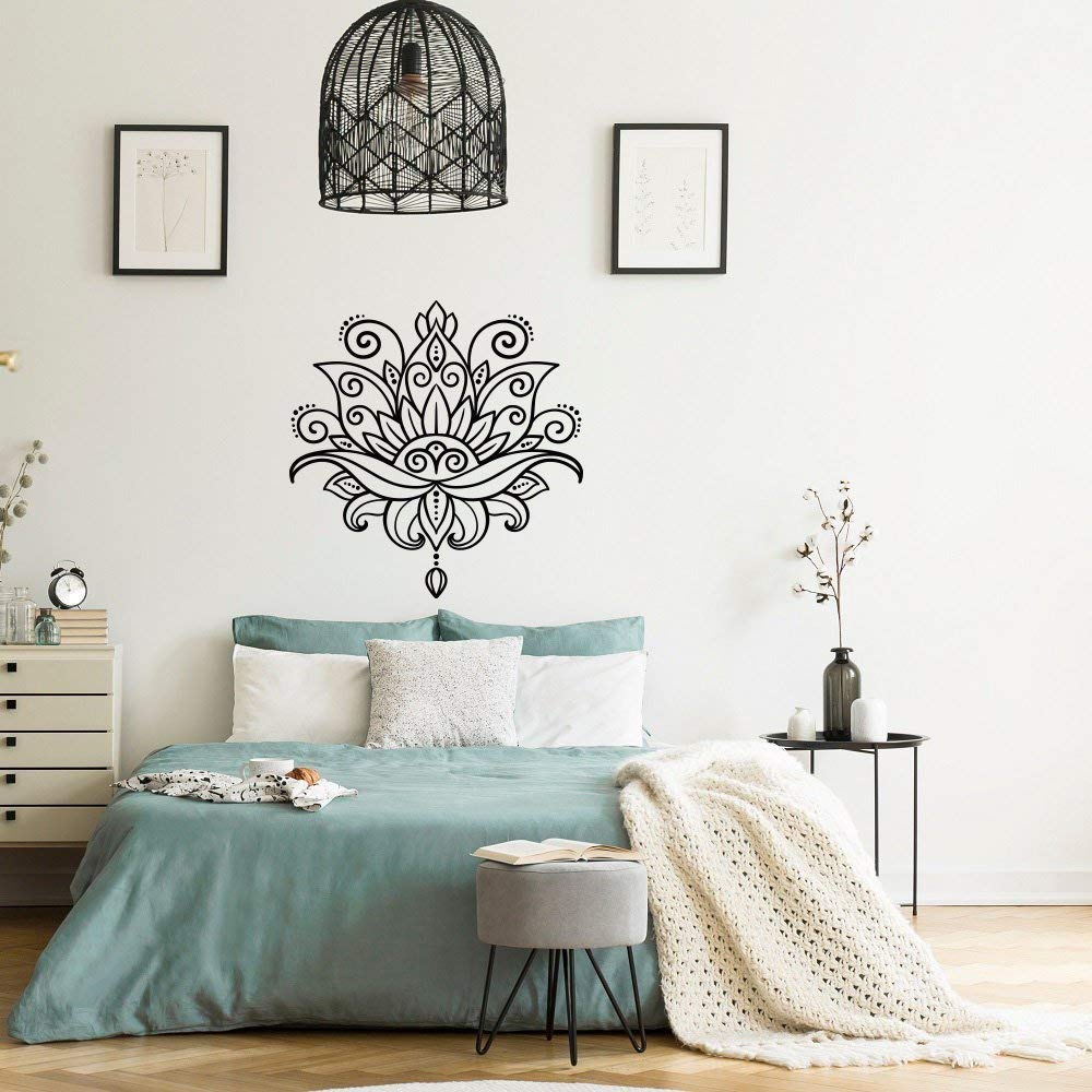 SLQUIET Lotus Black Plastic Wall Decals Mandala Lotus Decals ...