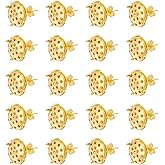 SUPERFINDINGS 20 Pairs Brass Stud Earring Findings with Sieve Base Rubber Earring Backs Metal Ear Nuts Earring Stud Round Earring Tray Disc Dangle Drop DIY Base for Jewelry Making