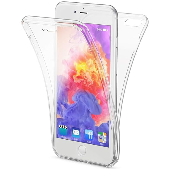 NALIA 360 Grad Handyhülle kompatibel mit Apple iPhone 6 Plus 6S Plus, Full Cover vorne hinten Doppel-Schutz, Dünnes Ganzkörper Case Silikon, Transparenter Displayschutz & Rückseite, Farbe:Transparent