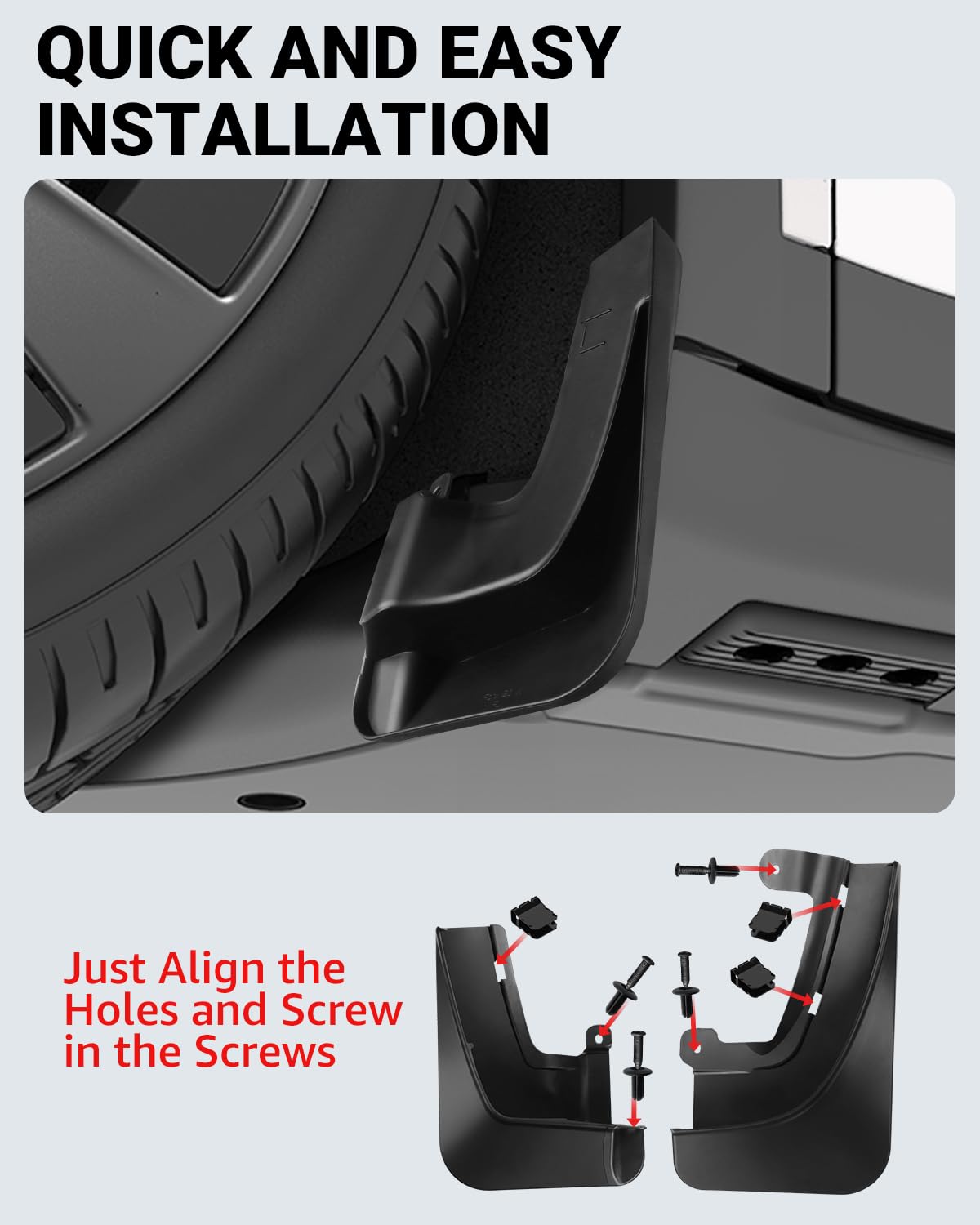 BASENOR 2024 2023 2022 Tesla Model X/Model X Plaid Mud Flaps Splash Guards No Drilling Required