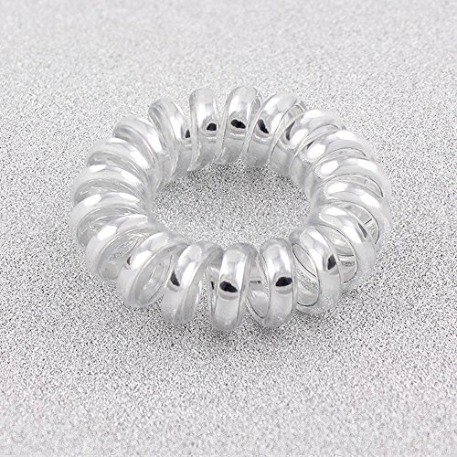 Elastic Hair Ties No Crease Spiral J Mee 12 Pcs Clear Plastic No