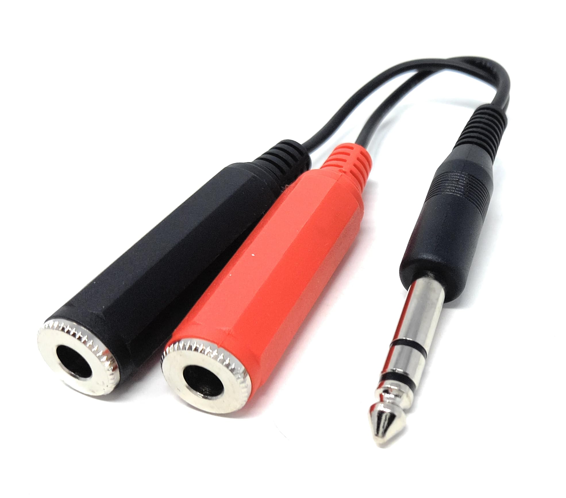 DRUT 6.35mm Stereo Jack Plug to Twin 2 x 6.35mm Mono Sockets Audio Cable Splitter Adapter