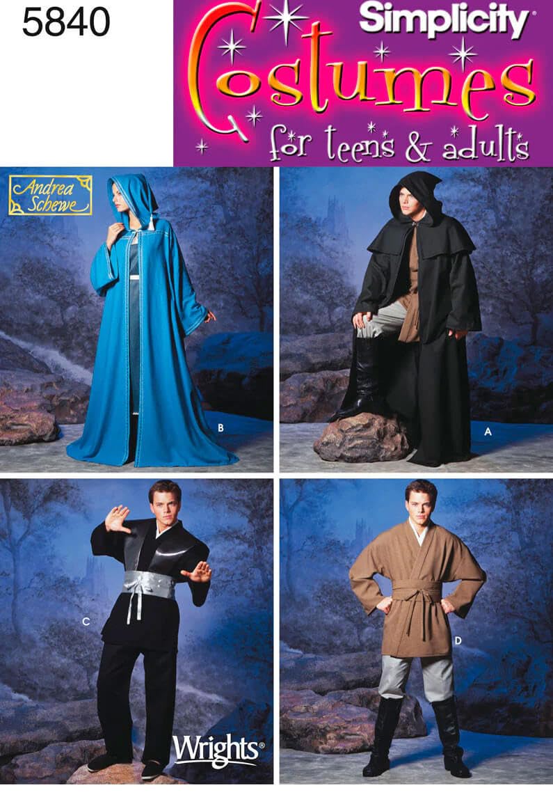 Simplicity 5840Women's, Men & Teen Costumes, Paper, White, A (XS,S,M,L,XL)