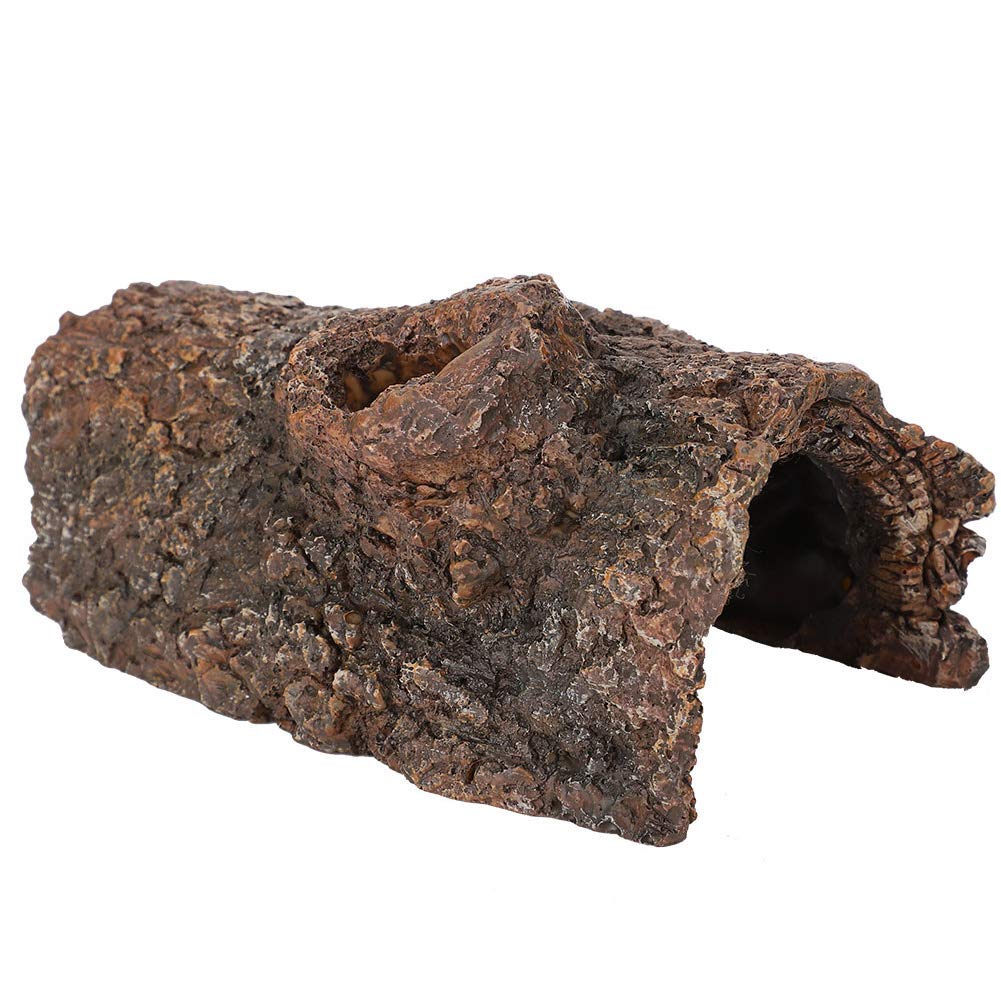 Reptile Hide Tree Trunk, Resin Hollow Tree Trunk Resin Simulation Amphibians Cave Desert Landscape Accessories for Scorpion Lizard Decoration Fish Tank Marine Decor Ornaments