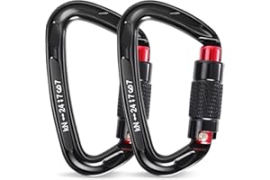 LEPANYAN Screwgate Climbing Carabiner Clips 24/25KN Auto Locking Heavy Duty Carabiner Clip, Fit for Rock Climbing, Rappelling, Rescue, Hammock, Aerial Work, Camping, Dog Leash etc