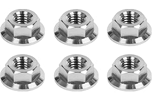 UHDFBDHF 6PCS Titanium DIN6923 M5 M6 M8 M10 M12 M14 Hex Flange Nuts (M5 Pitch 0.8mm)