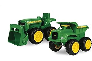 TOMY John Deere Vehicle Set - Includes Dump Truck and Tractor Toy with Loader for Sandbox - Kids Outdoor and Construction Toys - 6 Inches - 2 Count- Ages 18 Months and Up