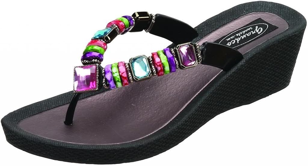 rainbow wedge thong sandal